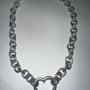 Tiffany & Co Silver Heart Clasp Pendant Chain Link Necklace 16” VERY RARE